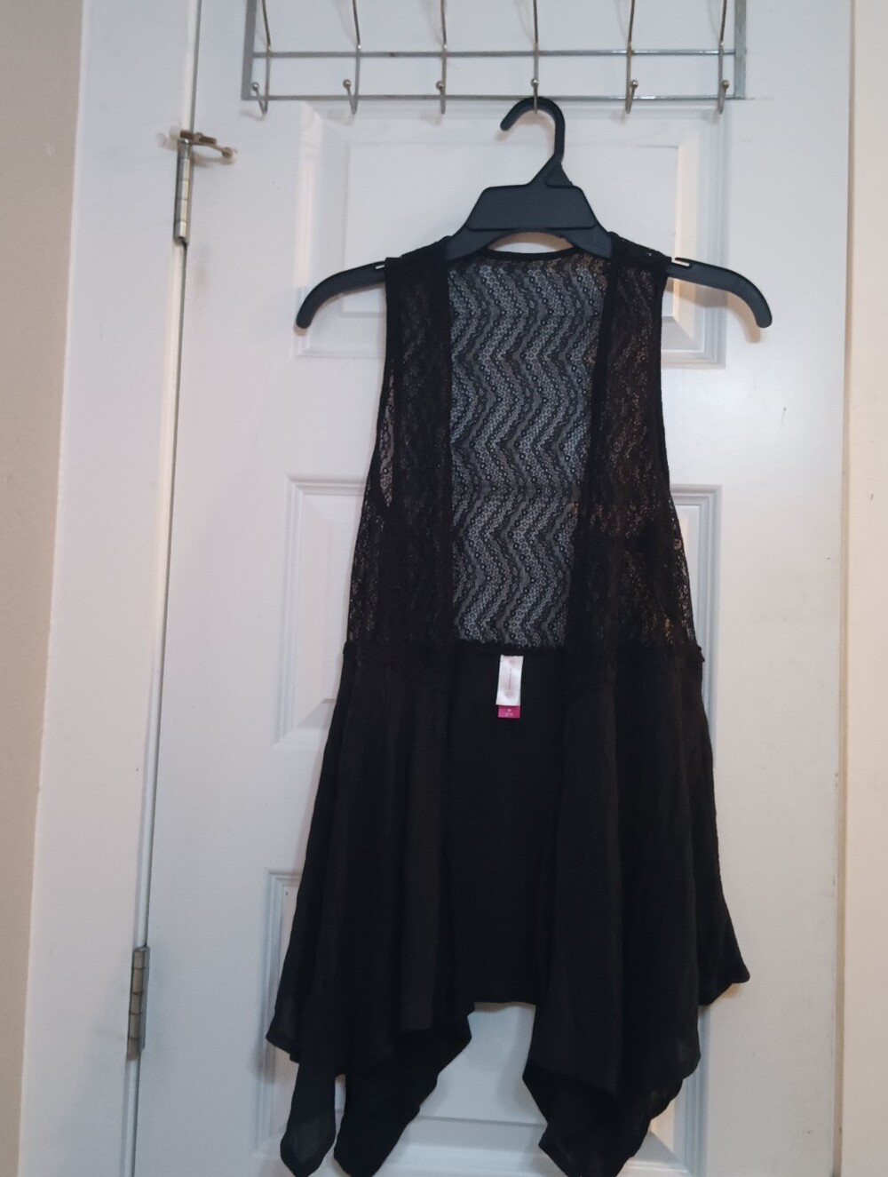 No Boundaries Black Lace Open Front Vest